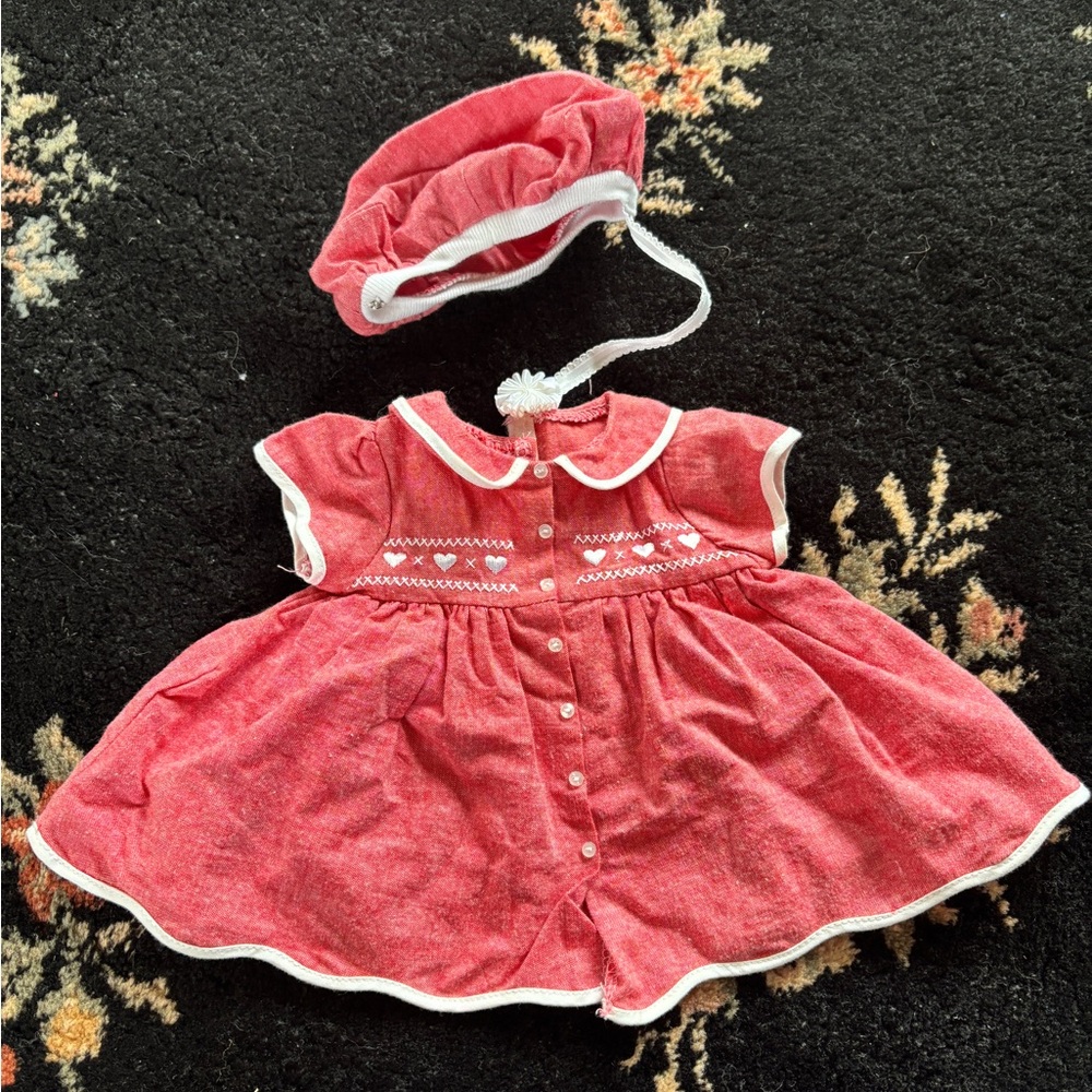 Vintage 90s Bitty Baby “Valentine’s Day” Set -
Dress with Matching Hat